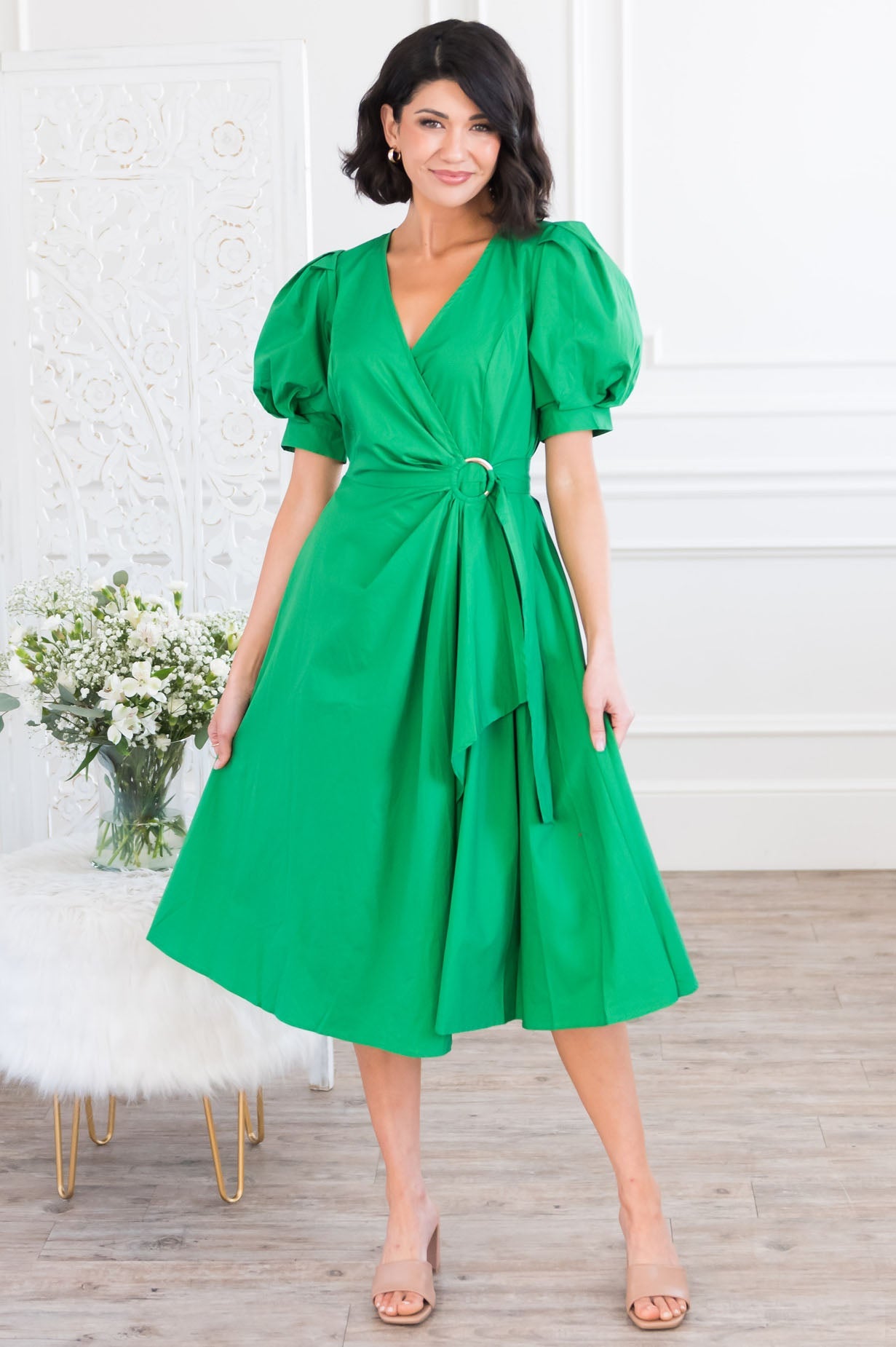 The Adaleen Modest Wrap Dress - NeeSee's Dresses